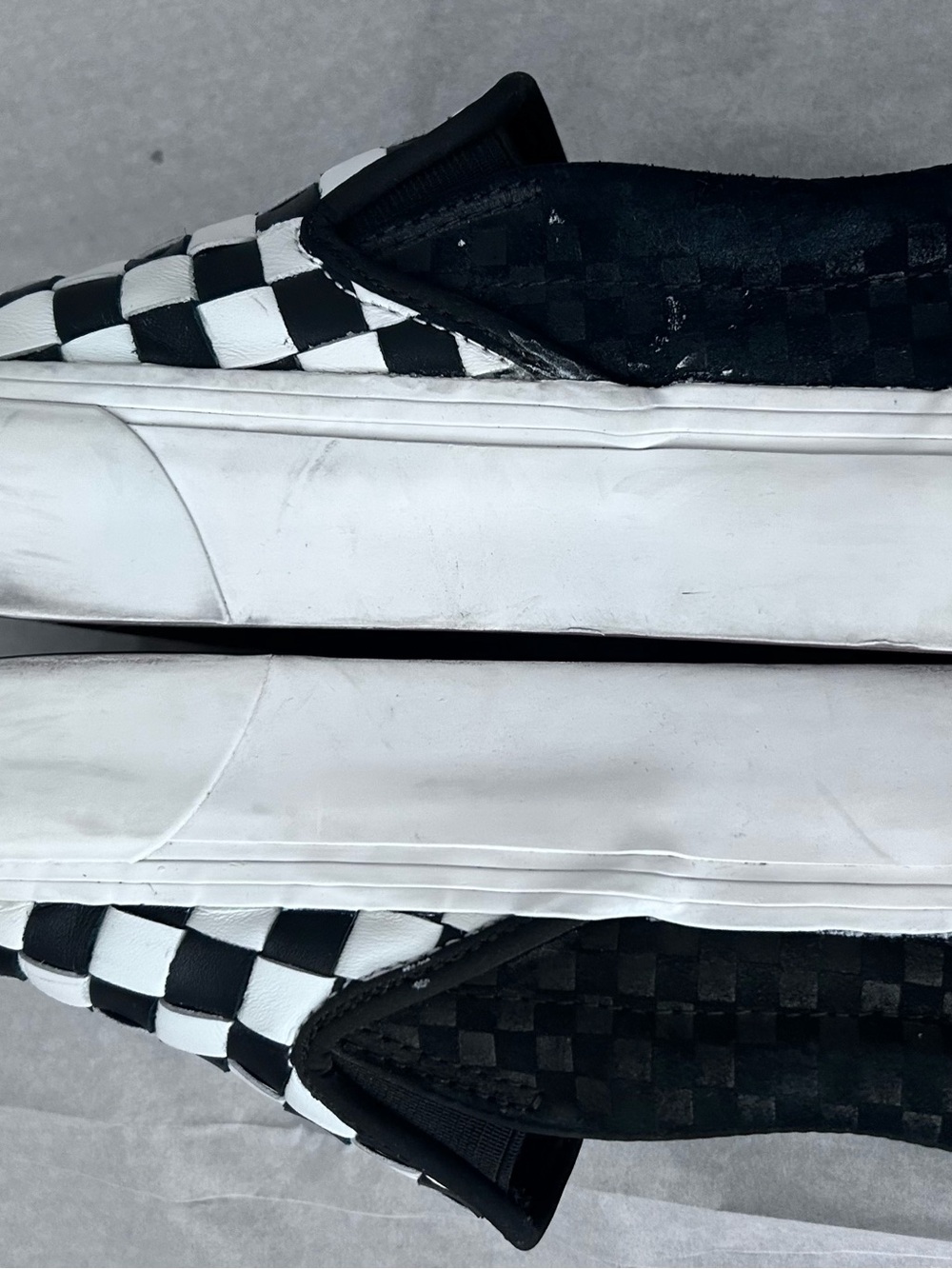 Vans Black & White Platform Checkerboard Leather Slip-On Sneakers - Picture 4 of 6